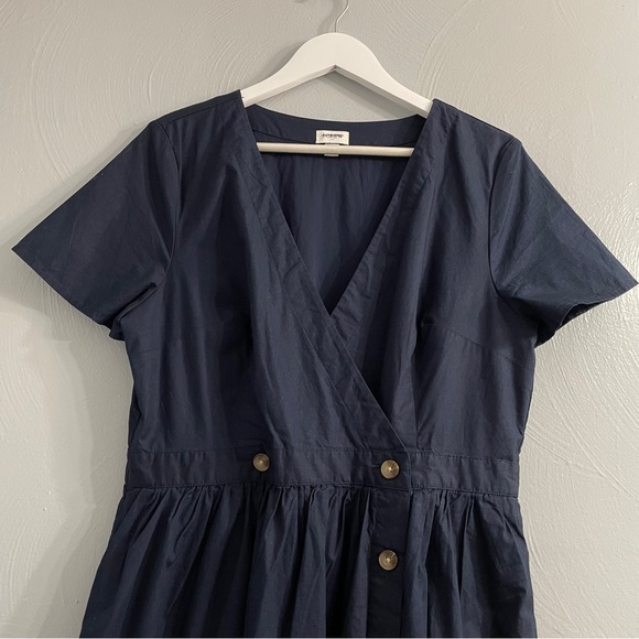J.Crew Rosina Poplin Button Front Wrap Dress Navy, Size 12 midi lenght cotton - Picture 6 of 13